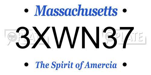 3XWN37 Massachusetts License Plate