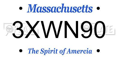 3XWN90 Massachusetts License Plate