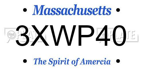 3XWP40 Massachusetts License Plate