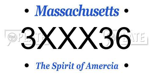 3XXX36 Massachusetts License Plate