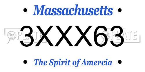 3XXX63 Massachusetts License Plate