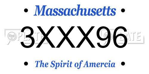 3XXX96 Massachusetts License Plate