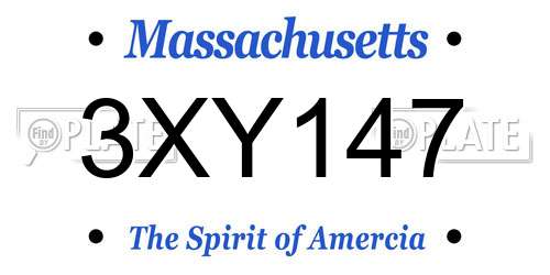 3XY147 Massachusetts License Plate