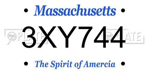 3XY744 Massachusetts License Plate