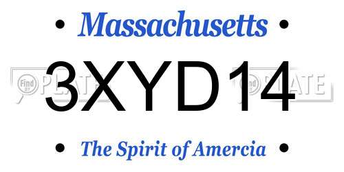 3XYD14 Massachusetts License Plate