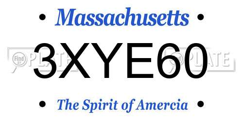 3XYE60 Massachusetts License Plate