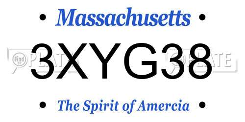 3XYG38 Massachusetts License Plate
