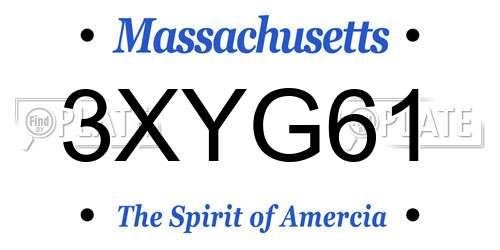3XYG61 Massachusetts License Plate