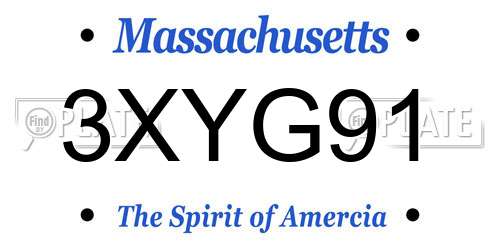 3XYG91 Massachusetts License Plate