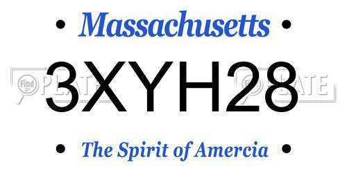 3XYH28 Massachusetts License Plate
