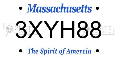 3XYH88 Massachusetts License Plate