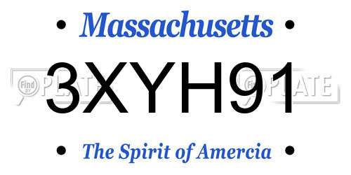 3XYH91 Massachusetts License Plate
