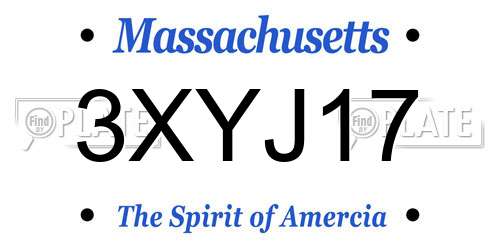 3XYJ17 Massachusetts License Plate
