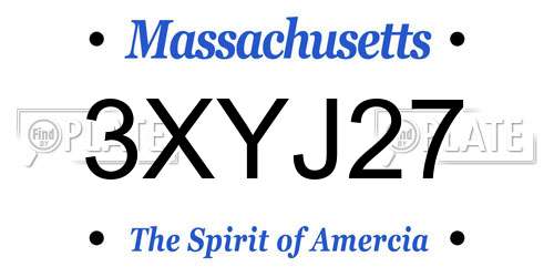 3XYJ27 Massachusetts License Plate