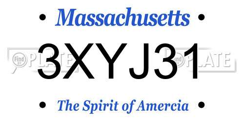3XYJ31 Massachusetts License Plate