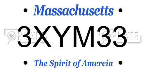 3XYM33 Massachusetts License Plate