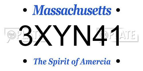 3XYN41 Massachusetts License Plate