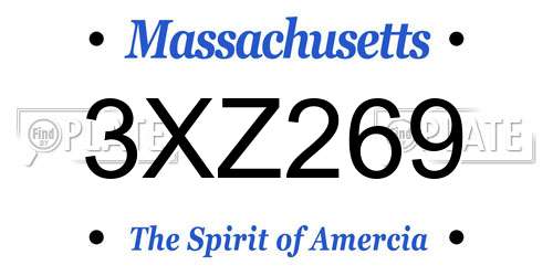 3XZ269 Massachusetts License Plate