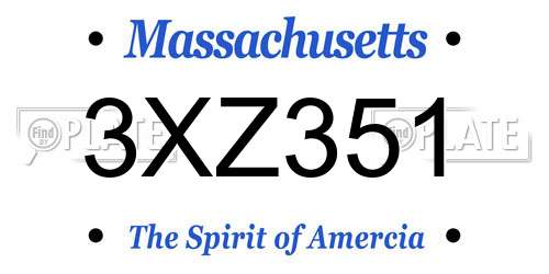 3XZ351 Massachusetts License Plate