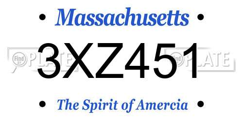3XZ451 Massachusetts License Plate