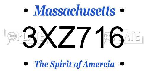 3XZ716 Massachusetts License Plate