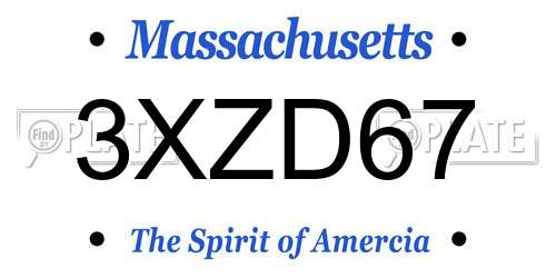 3XZD67 Massachusetts License Plate