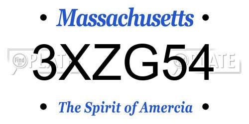 3XZG54 Massachusetts License Plate