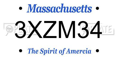 3XZM34 Massachusetts License Plate