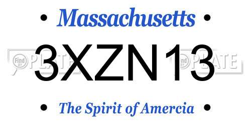 3XZN13 Massachusetts License Plate