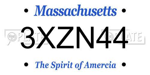 3XZN44 Massachusetts License Plate