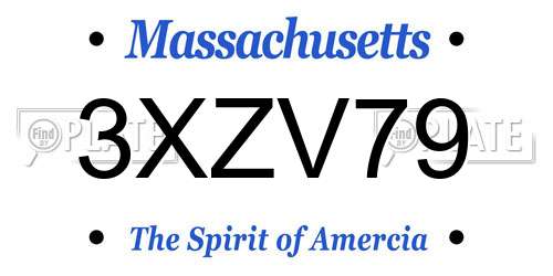 3XZV79 Massachusetts License Plate
