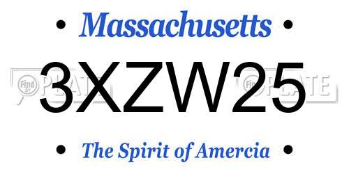 3XZW25 Massachusetts License Plate