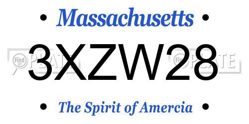 3XZW28 Massachusetts License Plate