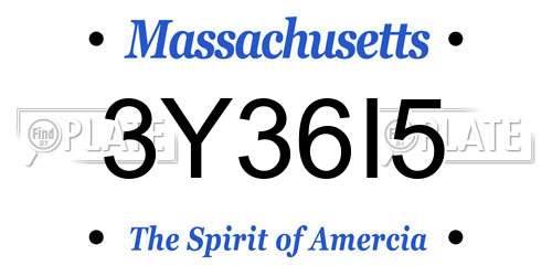 3Y36I5 Massachusetts License Plate