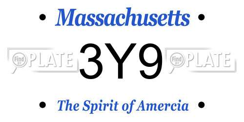 3Y9 Massachusetts License Plate