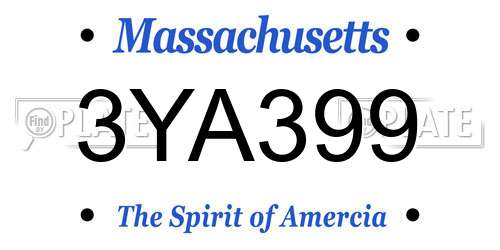3YA399 Massachusetts License Plate