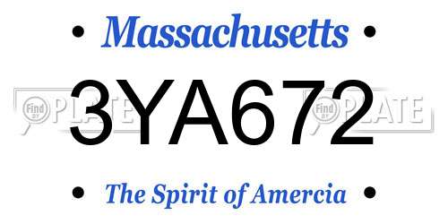 3YA672 Massachusetts License Plate
