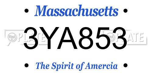 3YA853 Massachusetts License Plate