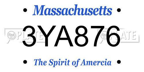3YA876 Massachusetts License Plate