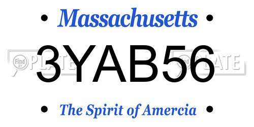 3YAB56 Massachusetts License Plate