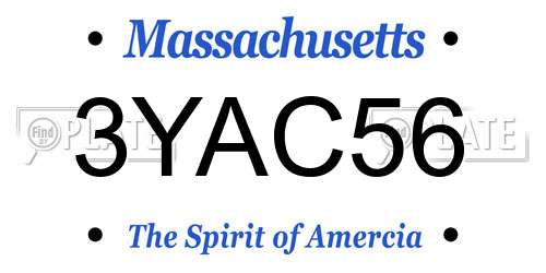 3YAC56 Massachusetts License Plate