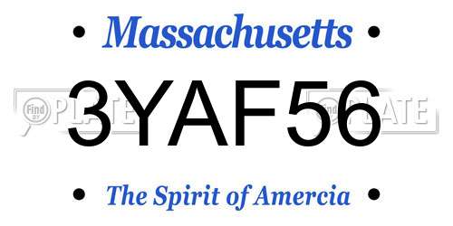 3YAF56 Massachusetts License Plate