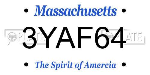 3YAF64 Massachusetts License Plate