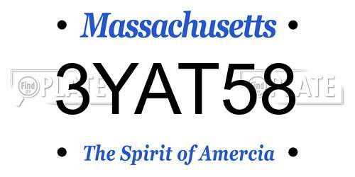 3YAT58 Massachusetts License Plate