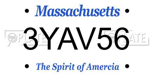 3YAV56 Massachusetts License Plate