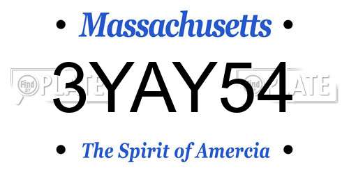 3YAY54 Massachusetts License Plate
