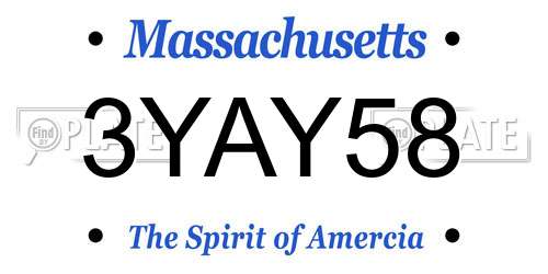3YAY58 Massachusetts License Plate