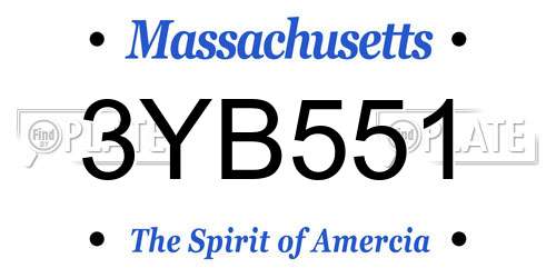 3YB551 Massachusetts License Plate
