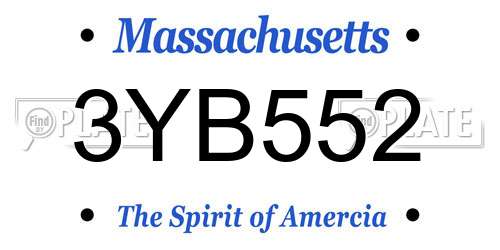 3YB552 Massachusetts License Plate