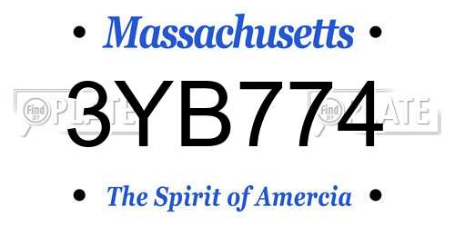 3YB774 Massachusetts License Plate